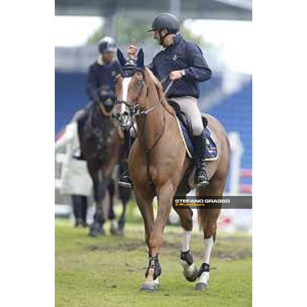 Aachen - FEI European Championships 2015 Team Italia Loro Piana warming up Piergiorgio Bucci on Catwalk Z Aachen,18th August 2015 ph.Stefano Grasso/Loro Piana