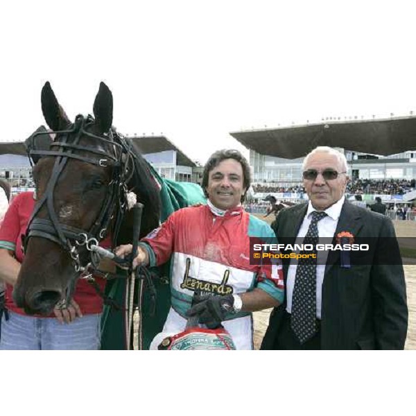 Pippo Gubellini and his father Eddy with Fuente Park winners of consolazione 78¡ Derby Italiano del Trotto Roma Tordivalle 9th october 2005 ph. Stefano Grasso