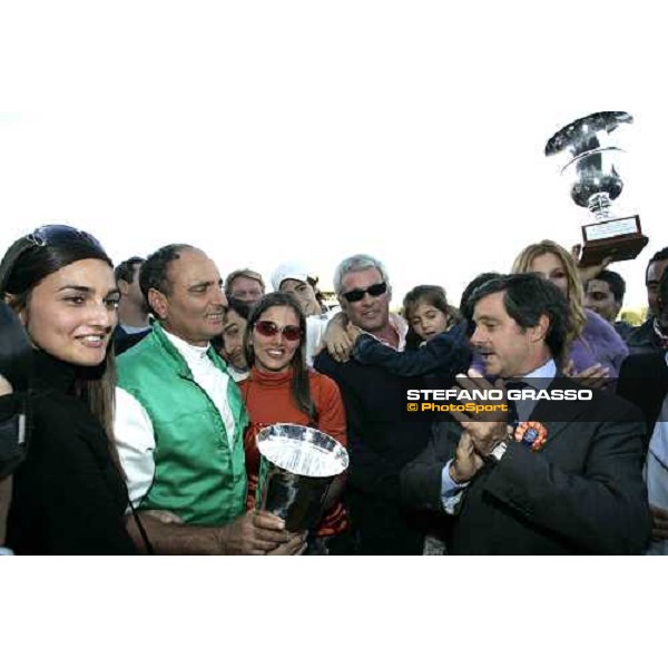 on. Mario Masini and Peppe Maisto in the winning ceremony of 78¡ Derby Italiano del Trotto Roma Tordivalle 9th october 2005 ph. Stefano Grasso