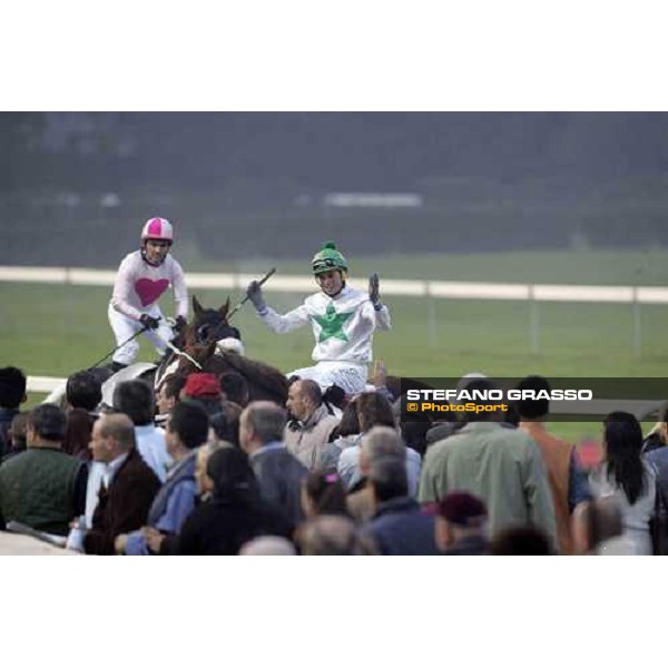 Daniele Porcu enters in the winner circle of San Siro after winning with Krisman the Premio Omenoni Milan, 16th october 2005 ph. Stefano Grasso