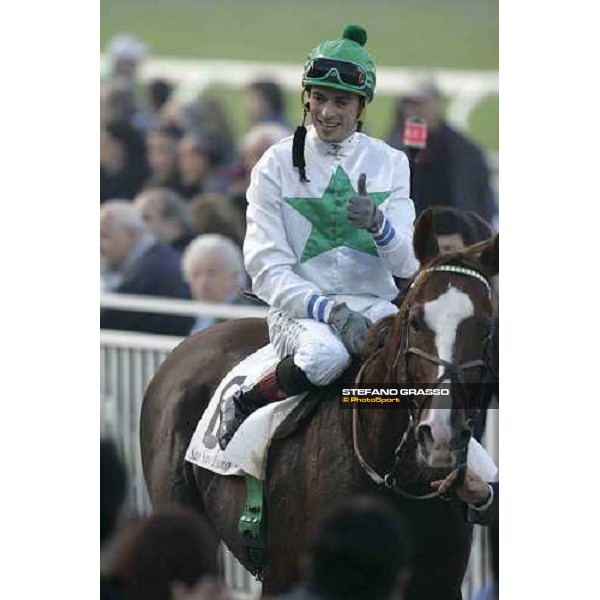 Daniele Porcu enters in the winner circle of San Siro after winning with Krisman the Premio Omenoni Milan, 16th october 2005 ph. Stefano Grasso