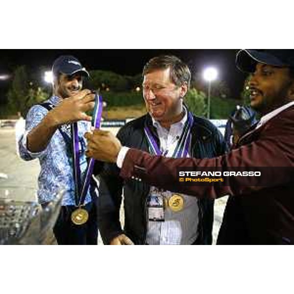 Team Qatar wins the Furusiyya Fei Nations Cup Jumping Final - Longines Challenge Cup Jan Tops is congratulated by his team Barcelona,25th sept. 2015 ph.Stefano Grasso