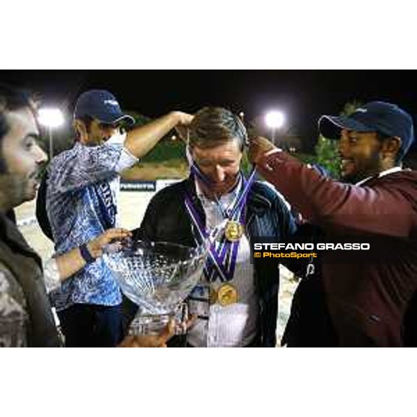 Team Qatar wins the Furusiyya Fei Nations Cup Jumping Final - Longines Challenge Cup Jan Tops is congratulated by his team Barcelona,25th sept. 2015 ph.Stefano Grasso