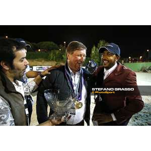 Team Qatar wins the Furusiyya Fei Nations Cup Jumping Final - Longines Challenge Cup Jan Tops is congratulated by his team Barcelona,25th sept. 2015 ph.Stefano Grasso