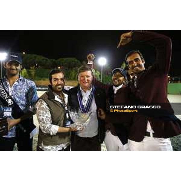 Team Qatar wins the Furusiyya Fei Nations Cup Jumping Final - Longines Challenge Cup Jan Tops is congratulated by his team Barcelona,25th sept. 2015 ph.Stefano Grasso