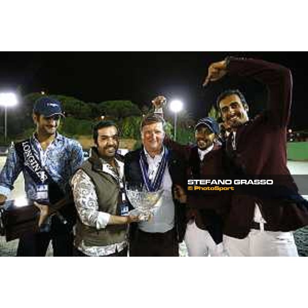 Team Qatar wins the Furusiyya Fei Nations Cup Jumping Final - Longines Challenge Cup Jan Tops is congratulated by his team Barcelona,25th sept. 2015 ph.Stefano Grasso