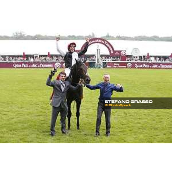 Frankie Dettori and Golden Horn winners of the 94° Qatar Prix de l\'Arc de Triomphe Paris,4th october 2015 ph.Stefano Grasso