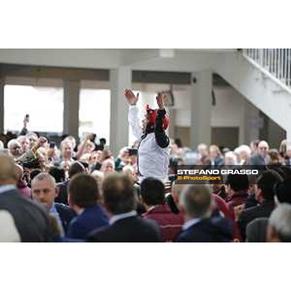 Frankie Dettori and Golden Horn winners of the 94° Qatar Prix de l\'Arc de Triomphe Paris,4th october 2015 ph.Stefano Grasso