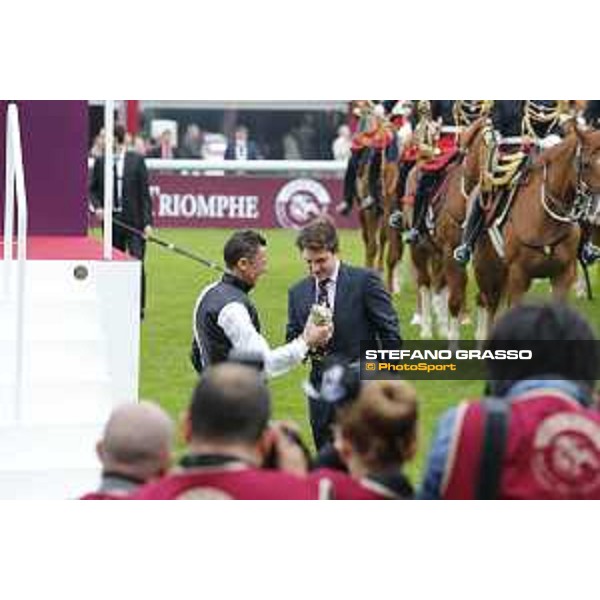 Frankie Dettori and Golden Horn winners of the 94° Qatar Prix de l\'Arc de Triomphe Paris,4th october 2015 ph.Stefano Grasso