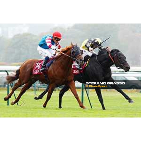 04.10.2015, Paris, FRA - Goldream with Martin Harley up wins the Prix de l\'Abbaye. Longchamp racecourse. 