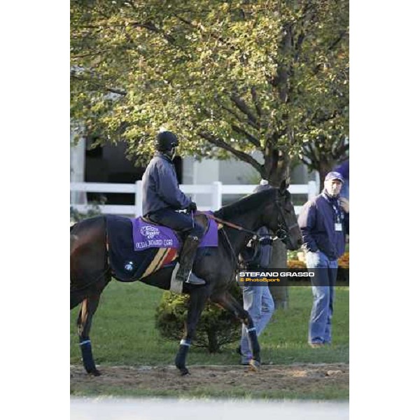 Ed Dunlop and Oujia Board before morning track works at Belmont Park - NY New York, 27th october 2005 ph. Stefano Grasso