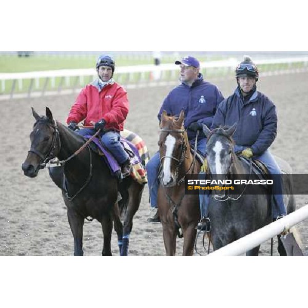 Ed Dunlop speaking with Jerry Bailey after morning track works at Belmont Park New York, 28th october 2005 ph. Stefano Grasso