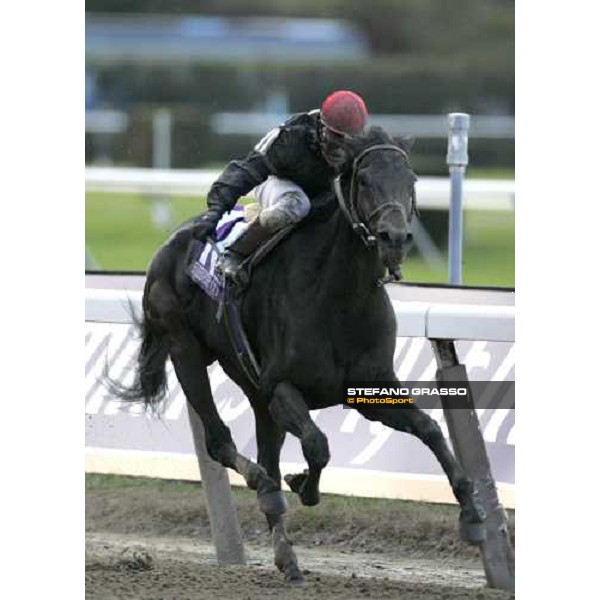 Cornelio Velasquez on Pleasant Home wins the Emirates Airlines Breeders\' Cup Distaff New York, 29th october 2005 ph. Stefano Grasso