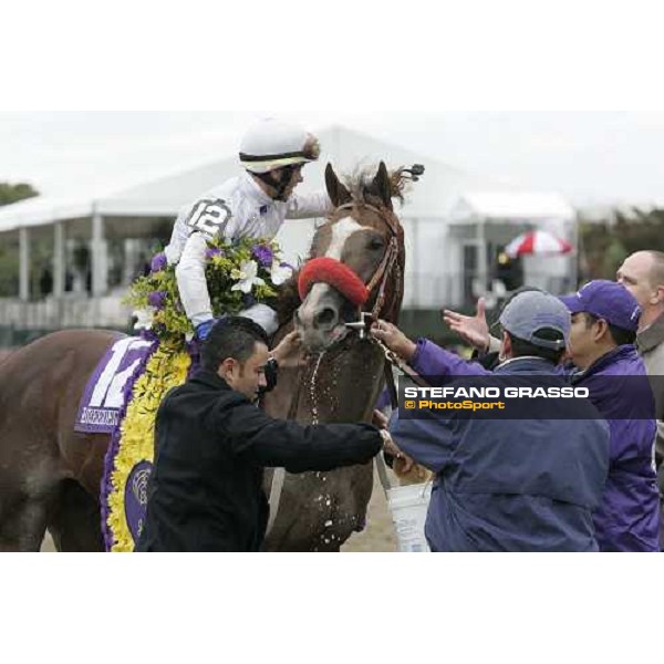 Garrett Gomez winner on Stevie Wonderboy of the Bessemer Trust Breeders\' Cup Juvenile New York, 29th october 2005 ph. Stefano Grasso