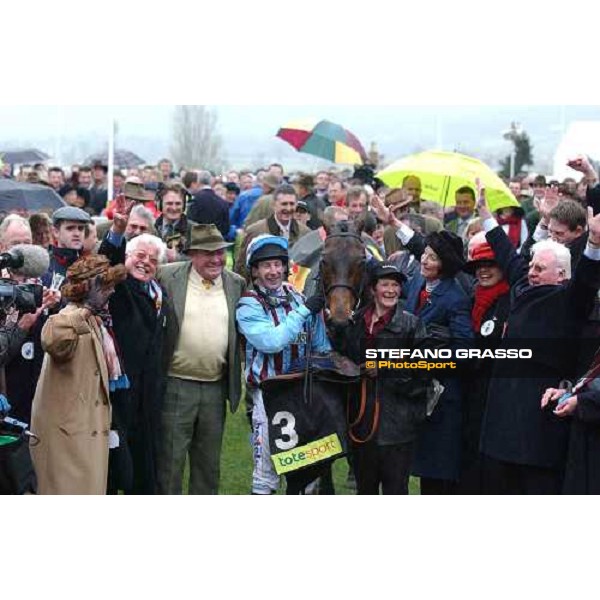 the team of Best Mate in triumph after winning his third Cheltenham Gold Cup Steeple Chase Cheltenham march 18 2004 ph.Stefano Grasso