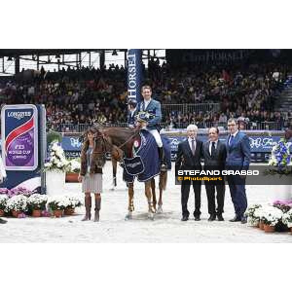Jumping Verona - class 14 Longines Fei World Cup Jumping - Premio Fixdesign Prize giving ceremony - Simon Delestre on Hermes Ryan Verona,8th nov.2015 ph.Stefano Grasso/Fieracavalli
