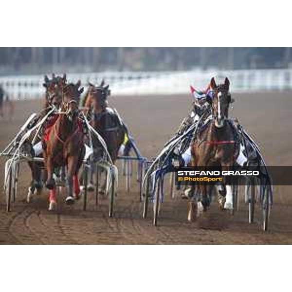 Oropuro Bar leads the group during the Gran Premio Gala Internazionale del Trotto Roma, Capannelle racecourse,26/12/2015 ph.Stefano Grasso/HippoGroup Roma Capannelle