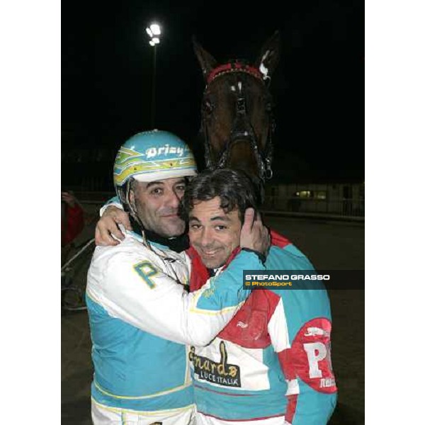 Alfredo Pollini and Pippo Gubellini with Yankee Valor in the winner circle of Gran Premio Friuli Venezia Giulia beating Fighter Bi and Vioxx Sr Trieste, 12th november 2005 ph. Stefano Grasso