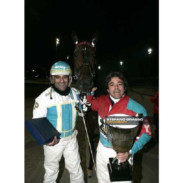 Alfredo Pollini and Pippo Gubellini with Yankee Valor in the winner circle of Gran Premio Friuli Venezia Giulia beating Fighter Bi and Vioxx Sr Trieste, 12th november 2005 ph. Stefano Grasso