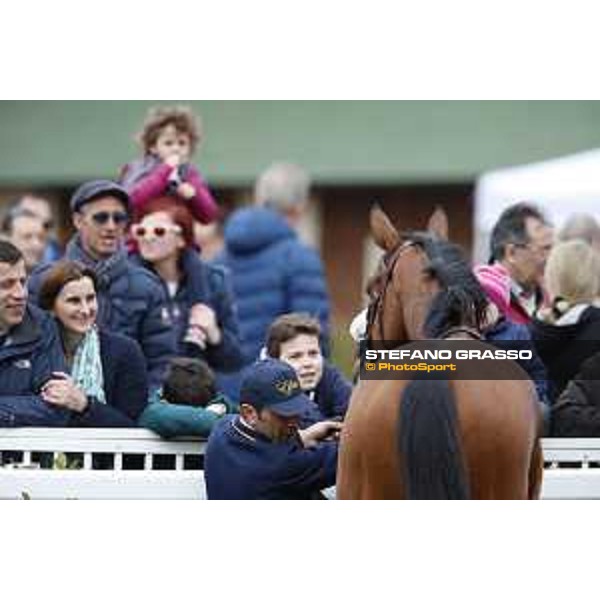 Shocking Blu and his groom Jonathan Bacci after winning the 17° Premio Regione Toscana Pisa San Rossore racetrack 20/03/2016 ph.© Stefano Grasso