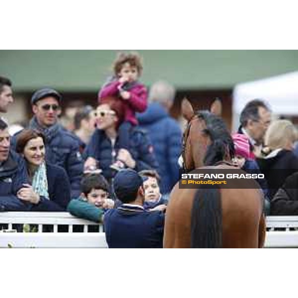 Shocking Blu and his groom Jonathan Bacci after winning the 17° Premio Regione Toscana Pisa San Rossore racetrack 20/03/2016 ph.© Stefano Grasso