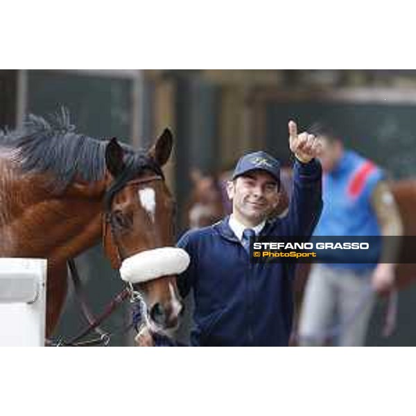 Shocking Blu and his groom Jonathan Bacci after winning the 17° Premio Regione Toscana Pisa San Rossore racetrack 20/03/2016 ph.© Stefano Grasso