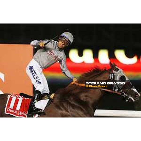 California Chrome with Victor Espinoza up wins the Dubai World Cup Dubai-Meydan racecourse 26th march 2016 ph.Frank Sorge/Grasso