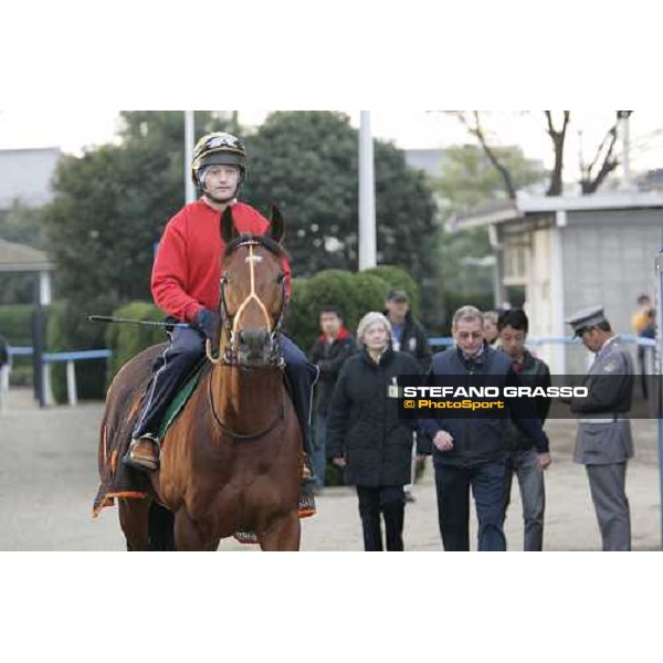 Warssan followed by Clive Brittain goes to the track for morning track works at Fuchu racetrack. Tokyo, 23rd november 2005 ph. Stefano Grasso