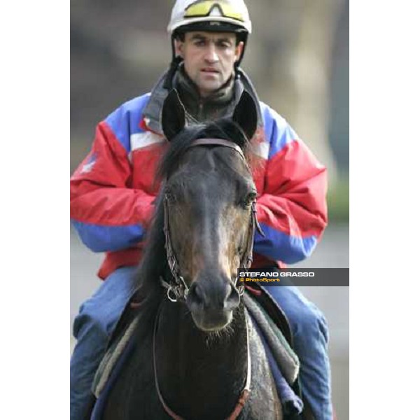 Sebastiene Quennesson and Bago walking in the parade ring after morning track works at Fuchu racetrack Tokyo, 23rd november 2005 ph. Stefano Grasso