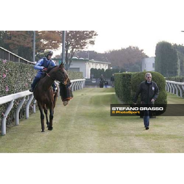 Clive Brittain and Warrsan at morning track works at Fuchu race course Tokyo, 25th november 2005 ph. Stefano Grasso