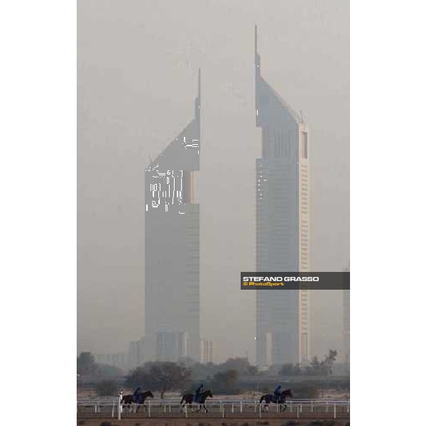 Al Quoz - Godolphin morning works The Emirates towers on the background Dubai City march 2003 ph.Stefano Grasso 