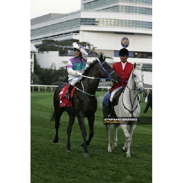 the triumph for Anthony Delpech on Vengeance of Rain winners of the Cathay Pacific Hong Kong Cup at Sha Tin race course Hong Kong, 11th dec. 2005 ph. Stefano Grasso