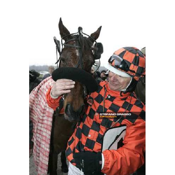 Alain Laurent with Judoka Royal in the winner circle of Prix du Luxembourg Paris Vincennes, 28th january 2006 ph. Stefano Grasso