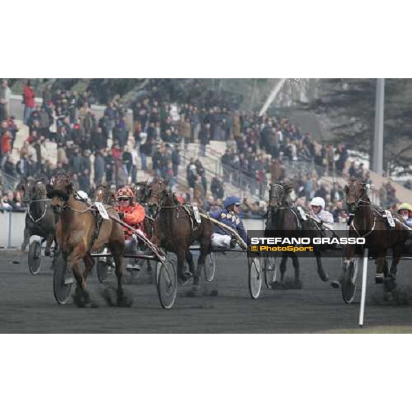 Alain Laurent wins with Judoka Royal the Prix du Luxembourg, beating Savaflickan and Lejacque d\' Houlbec Paris Vincennes, 28th january 2006 ph. Stefano Grasso