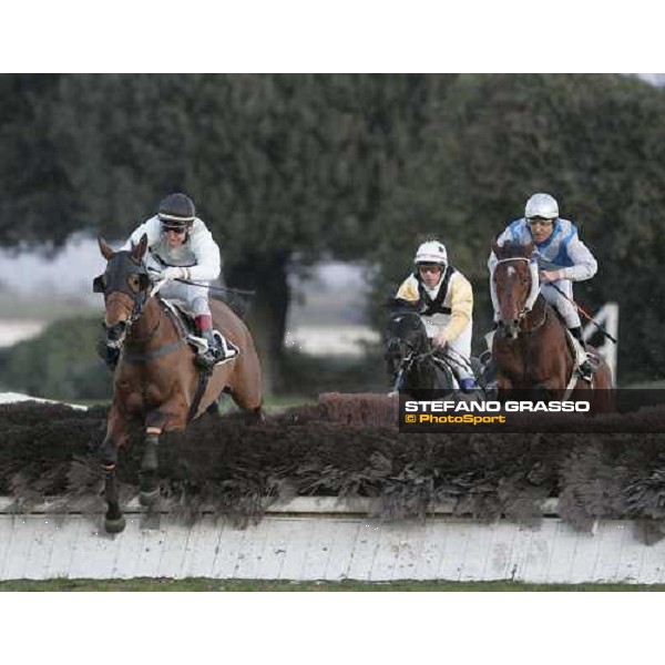 LVI Gran Corsa Siepi di Roma - the winner Henry Terrien and Ange de Beaumont jump over the last fence followed by Green Again Roma, 19th february 2006 ph. Stefano Grasso