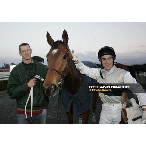 winner circle of LVI Gran Corsa Siepi di Roma with the winner Henry Terrien and Ange de Beaumont Roma, 19th february 2006 ph. Stefano Grasso