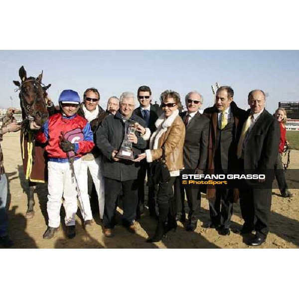 giving prize of Premio Rome -Tor di Valle - Nicolas Roussel winner with Byron Lord Cagnes sur Mer, 12th march 2006 ph. Stefano Grasso