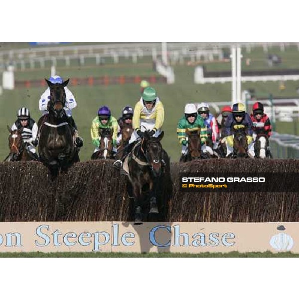 Andrew J. McNamara on Newmill leads after the first jump of The Queen Mother Champion Steeple Chase Cheltenham, 15th march 2006 ph. Stefano Grasso