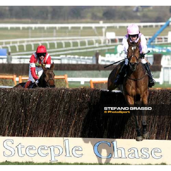 Barry J.Geraghty on Star de Mohaison jumps the last fence and go to win the Royal \' SunAlliance Steeple Chase Cheltenham, 15th march 2006 ph. Stefano Grasso
