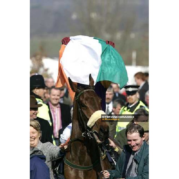 Paul Carberry on Nicanor winner of the Royal \' SunAlliance Novices\' Hurdle Race, celebrates the triumph Cheltenham, 15th march 2006 ph. Stefano Grasso