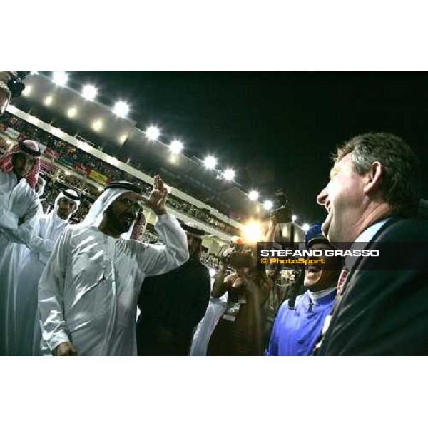 Sheick Mohamed, Frankie Dettori and Jhon Ferguson smiling before the Dubai World Cup 2006 Nad El Sheba, 25th march 2006 ph. Stefano Grasso