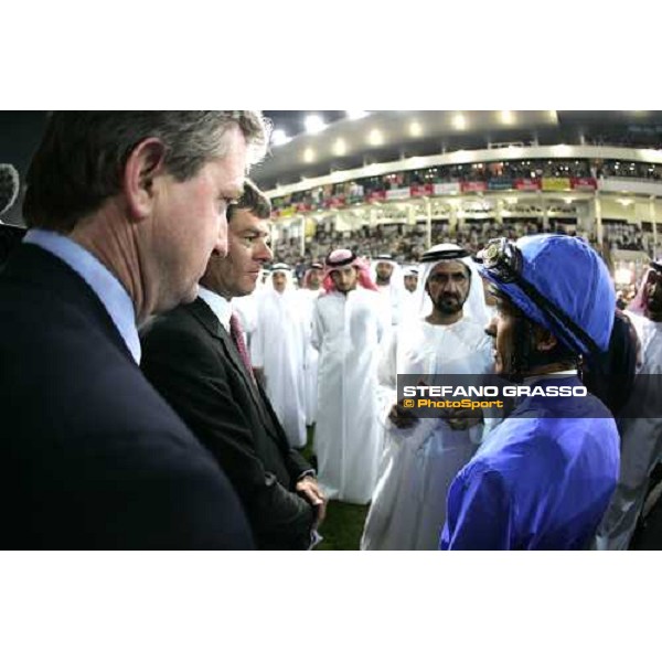 Sheikh Mohamed, Frankie Dettori, John Ferguson and Simon Crisford in the parade ring of Dubai World Cup 2006 NAd El Sheba, 25th march 2006 ph. Stefano Grasso