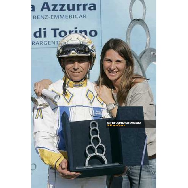 Roberto Andreghetti, winner with Frullino Jet of Gran Premio Cittˆ di Torino - IV Trofeo Air Argenti and Livia Toniatti breeder of Frullino Jet Torino, 2th april 2006 ph. Stefano Grasso