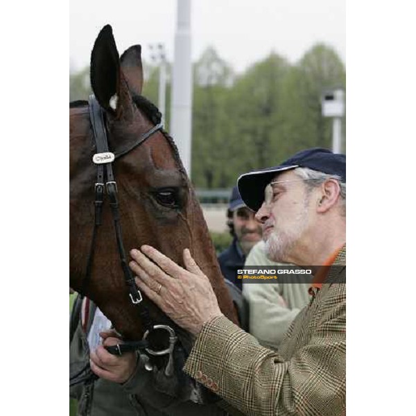 Franco Gramegna with Giulia Grif in the winner circle of Gran Premio Italia Bologna, 9th april 2006 ph.Stefano Grasso