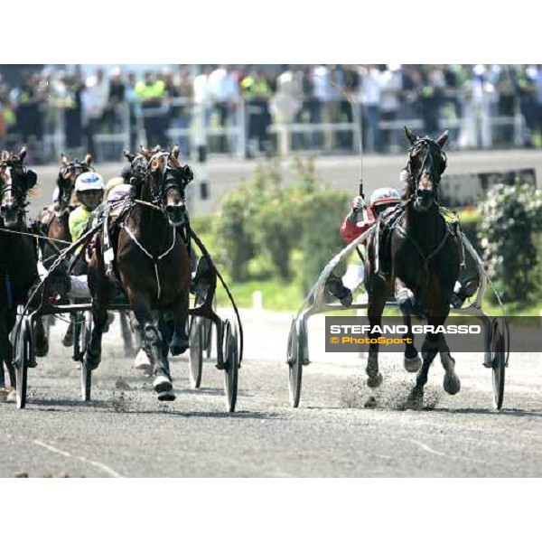 Lufti Kolgjini with Hovding Lavec atfew meters to the line of 2nd heat of Gran Premio Lotteria di Agnano, with at right Derrick di Jesolo Napoli, 7th may 2006 ph. Stefano Grasso