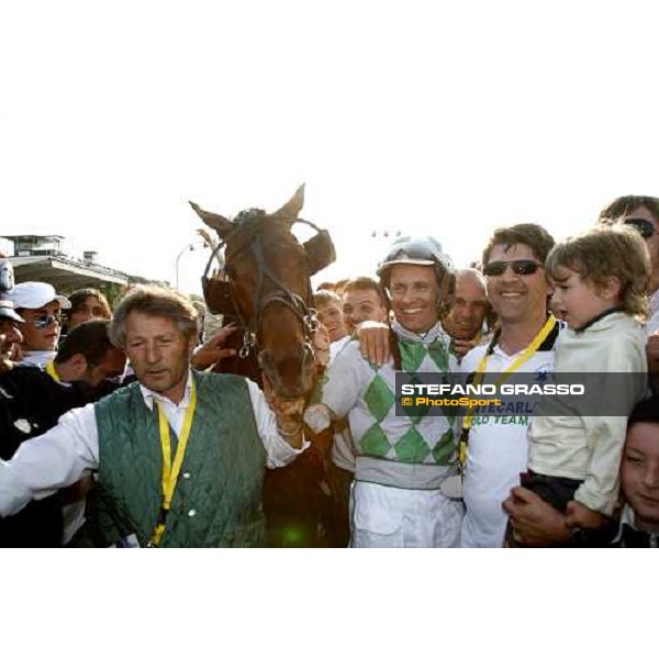 Andrea Guzzinati with Malabar Circle As after the triumph of Gran Premio Lotteria di Agnano.Close to him Gianluca Risso owner of the horse Napoli, 7th may 2006 ph. Stefano Grasso