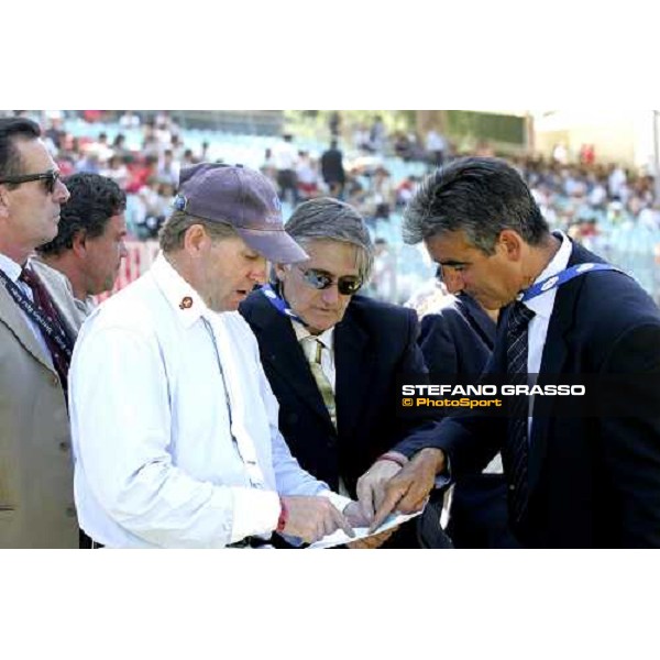 Nick Skelton with Marco Cortinovi and Giovanni Bussu of the Premio Roma at Piazza di Siena 2006 Rome, 28th may 2006 ph. Stefano Grasso