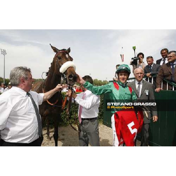 Shamdala, Cristophe Soumillon and Alain de Roupr in the winner circle of Gran Premio di Milano Milan, 18th june 2006 ph. Stefano Grasso