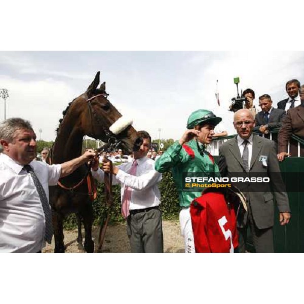 Shamdala, Cristophe Soumillon and Alain de Roupr in the winner circle of Gran Premio di Milano Milan, 18th june 2006 ph. Stefano Grasso