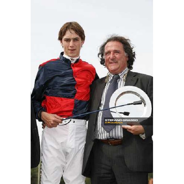 Christophe Soumillon and Riccardo Menichetti winners of Oaks d\'Italia with Dionisia Milan, 18th june 2006 ph. Stefano Grasso